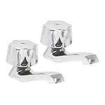 M-242 | Juego 2 llaves individuales para lavabo, manerales metálicos