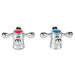 MM-800 | Juego de 2 manerales metálicos tipo cruceta p/lavabo, Basic