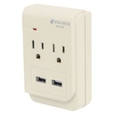 MUL-230U | Multicontacto, 2 entradas,con 2 entradas USB, aterrizado