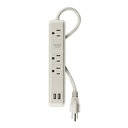MUL-340U | Multicontacto 16 AWG 3 entradas 2 puertos USB supresor 300 J