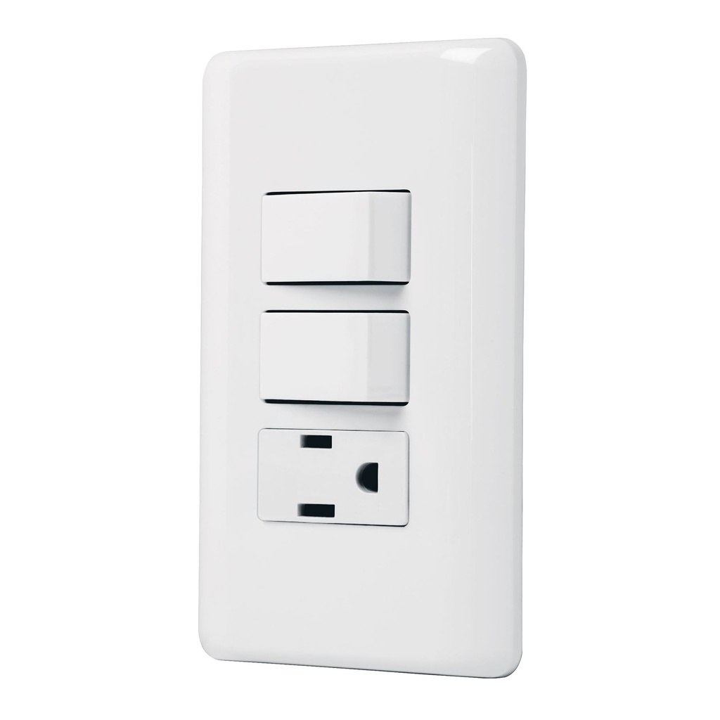 PA-APCO-B2 | Placa armada con contacto y 2 interruptores sencillos, Basic