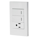 PA-APCO-E2B | Placa armada 2 interruptores,1 contacto,1mod,Española,blanco