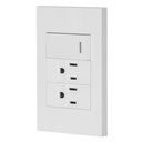 PA-APCO-E3B | Placa armada 1 interruptor, 2 contactos,1mod,Española,blanco