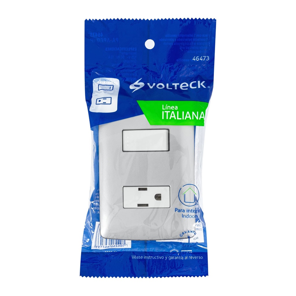 PA-APCO-IP | Placa armada contacto e interruptor, plata, línea Italiana