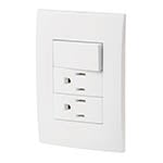 PA-APCO-O3B | Placa armada 2 contactos e interruptor, línea Oslo, blanco