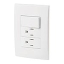 PA-APCO-O3B | Placa armada 2 contactos e interruptor, línea Oslo, blanco