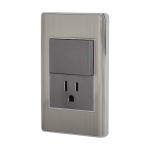 PA-APCO15-LA | Placa armada acero interruptor y contacto 1.5 mód, Lisboa