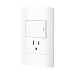 PA-APCO15-LB | Placa armada blanca interruptor y contacto 1.5 mód, Lisboa