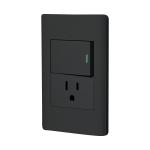 PA-APCO15-LN | Placa armada negra interruptor y contacto 1.5 mód, Lisboa