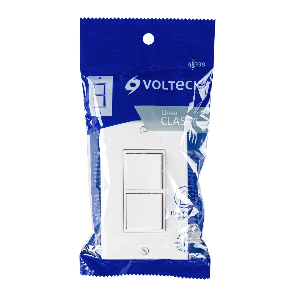 PA-APDO-CL | Placa armada con 2 interruptores sencillos, línea Classic