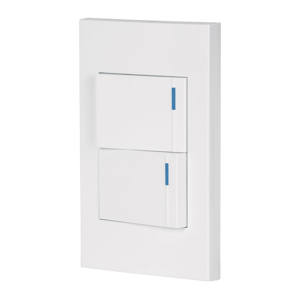 PA-APDO15-EB | Placa armada 2 interruptores, 1.5 módulos, Española, blanco