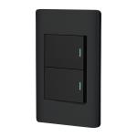 PA-APDO15-ELN | Placa armada negra 1 interruptor y 1 de 3vías 1.5mód,Lisboa