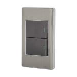 PA-APDO15-LA | Placa armada acero inox 2 interruptores 1.5 módulos, Lisboa