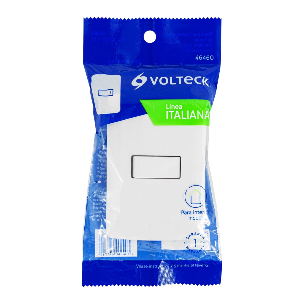 PA-APSE-EIB | Placa armada 1 interruptor escalera, blanco, línea Italiana