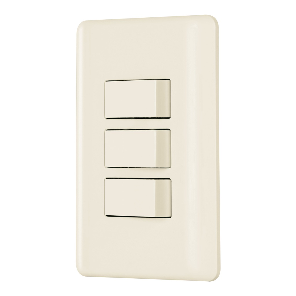 PA-APTR-BI | Placa armada 3 interruptores, marfil, Volteck