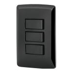 PA-APTR-IN | Placa armada 3 interruptores sencillos,negro, línea Italiana