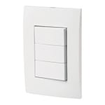 PA-APTR-OB | Placa armada 3 interruptores sencillos, línea Oslo, blanco