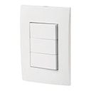 PA-APTR-OB | Placa armada 3 interruptores sencillos, línea Oslo, blanco