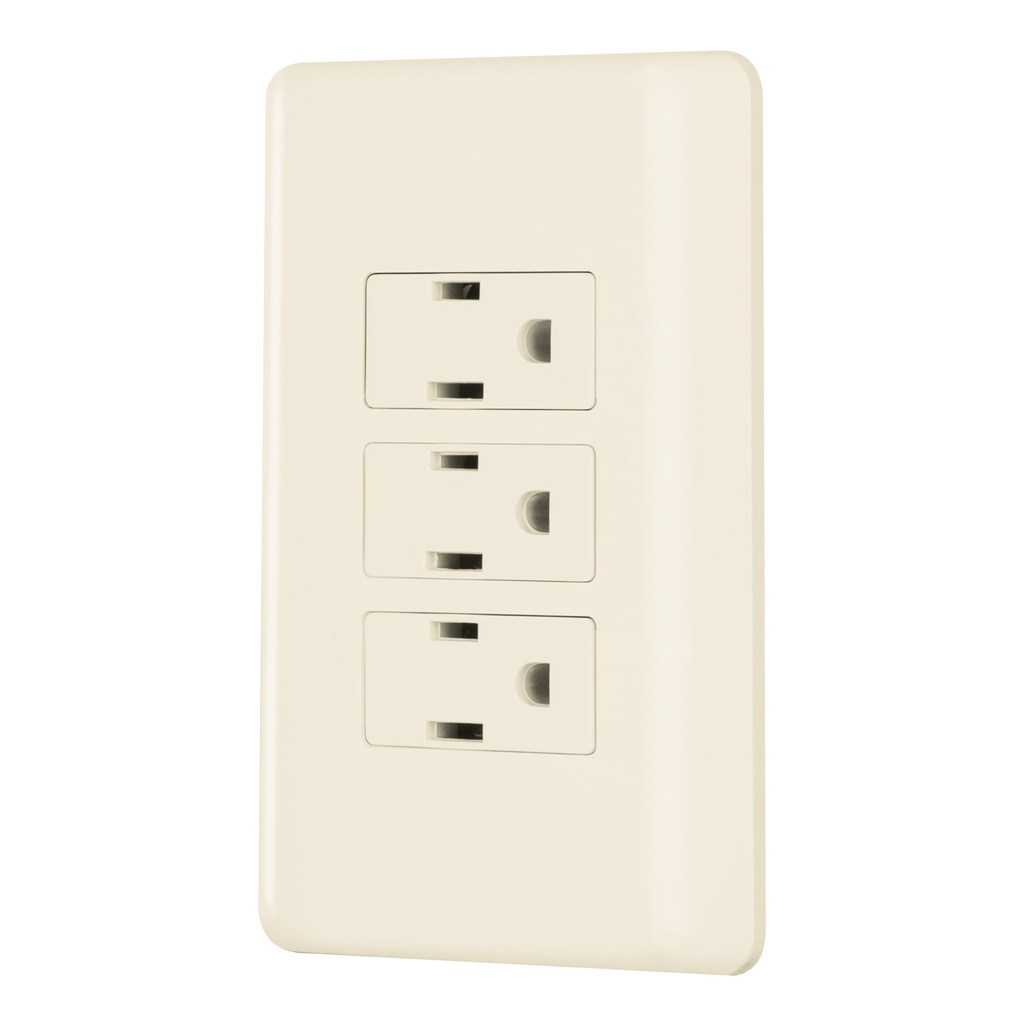 PA-COTR-BI | Placa armada 3 contactos aterrizados, marfil, Volteck