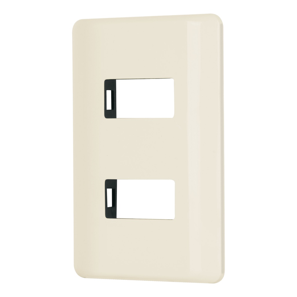 PPDO-BI | Placa 2 módulos, marfil, línea Volteck Basic