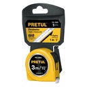 PRO-3MEB | Flexómetro amarillo 3 m cinta 13 mm, en tarjeta, Pretul