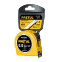 PRO-55MEB | Flexómetro amarillo 5.5 m cinta 25 mm, en tarjeta, Pretul