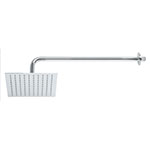 R-308 | Regadera cromo 8' plato cuadrado delgado con brazo, Riviera