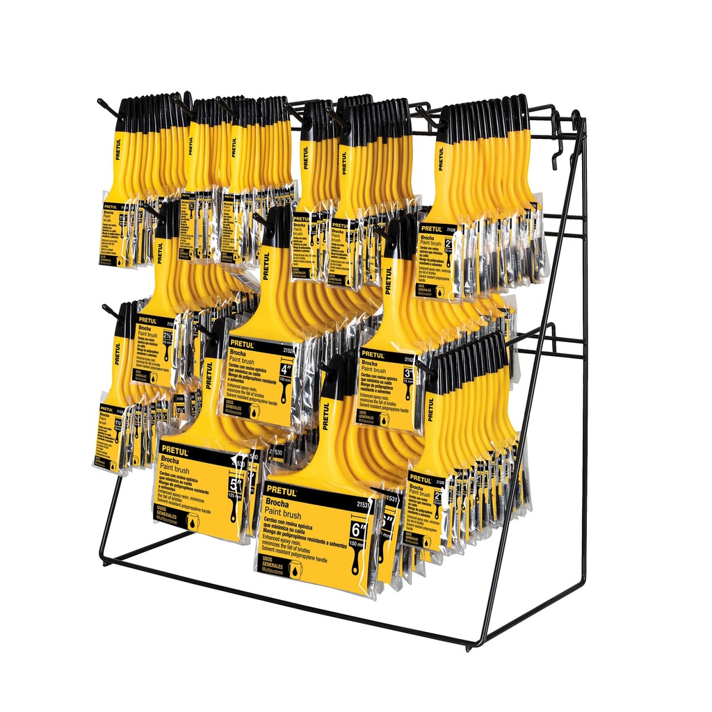 R-BRO-P-C | Exhibidor despachador con 156 brochas mango plástico Pretul