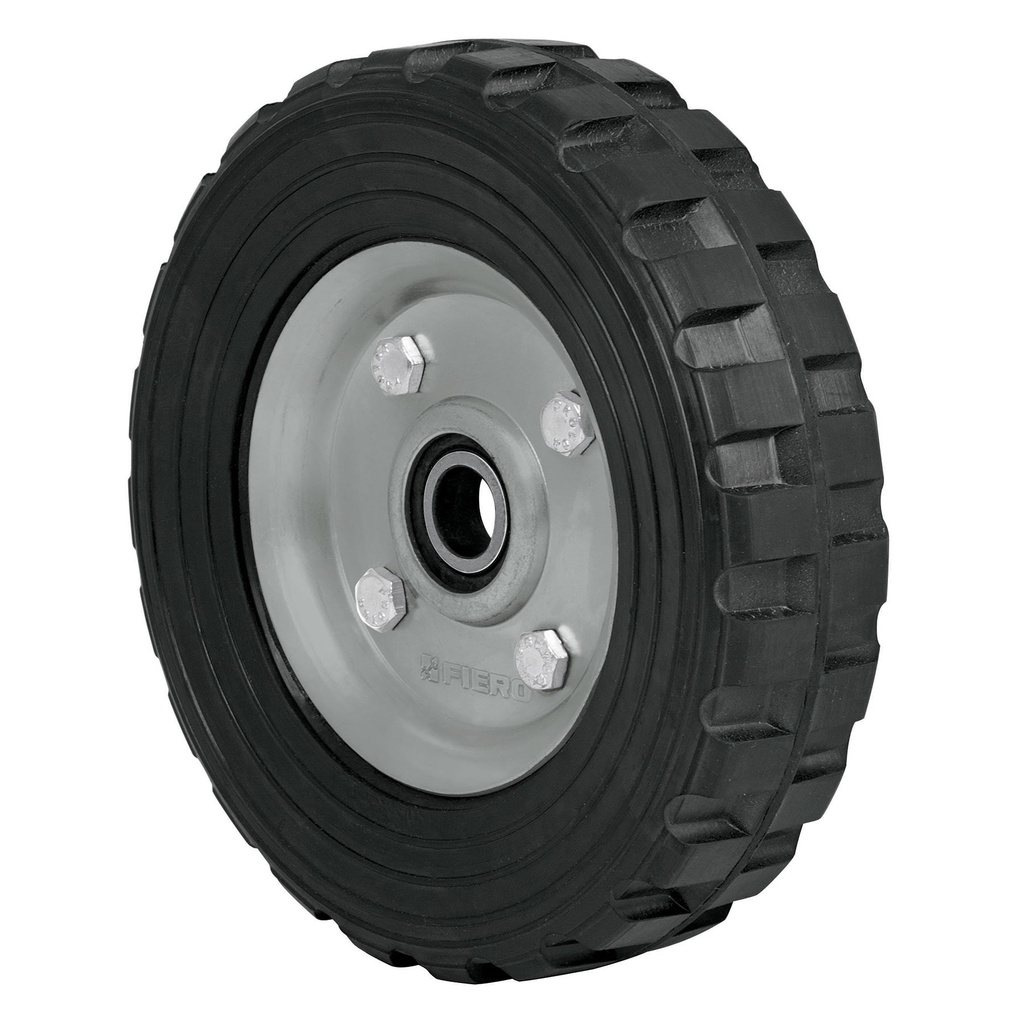 RD-71 | Rueda de hule sólido 7' para diablo, un balero, Pretul