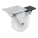 RO-2211F | Rodaja de polietileno 2-1/2' placa giratoria, con freno