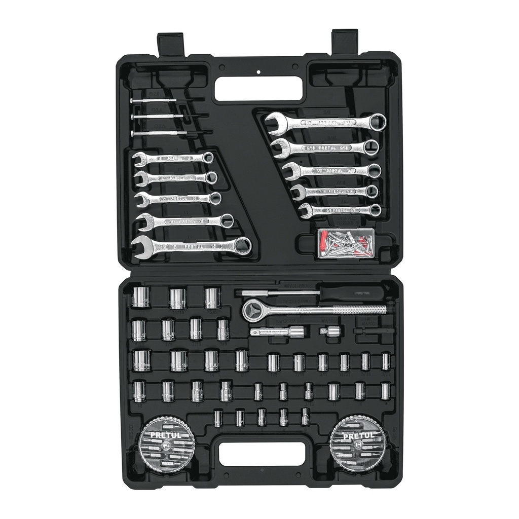 SET-100 | Juego de 71 herramientas 1/4' y 3/8' para mecánico, Pretul