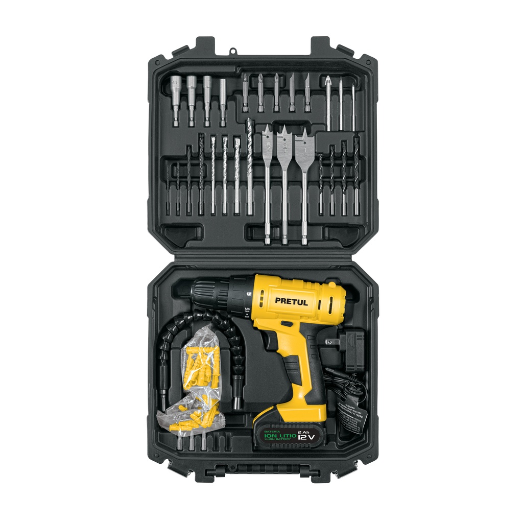 TALI-12PK2 | Kit taladro inalámbrico 3/8', 12 V, y accesorios con estuche