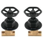 TBE-661M | Juego manerales redondos, soldables p/regadera, negro, Foset