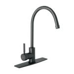 TBF-83M | Monomando para fregadero, cuello alto, negro mate, Tubig