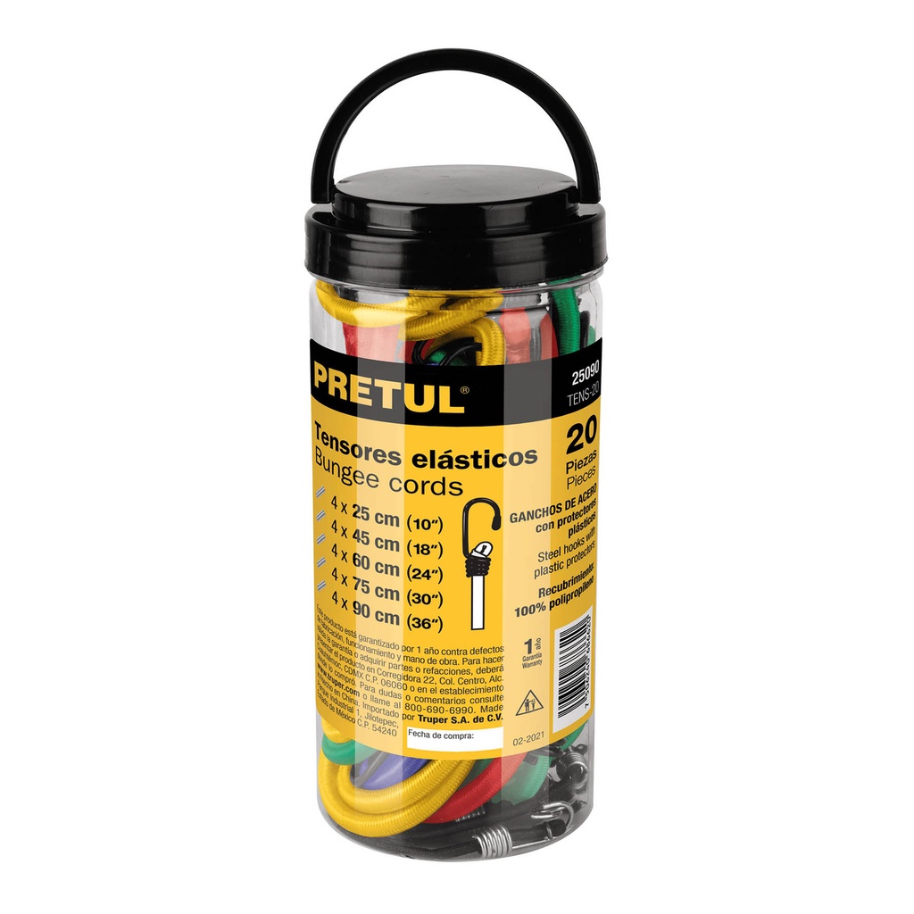 TENS-20 | Juego de 20 tensores elásticos, Pretul