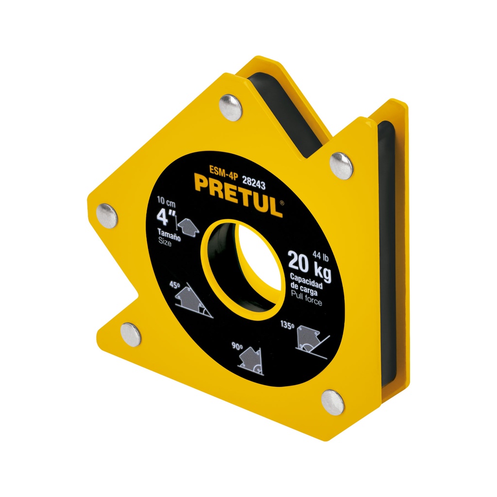 ESM-4P | Escuadra magnética 4' para soldar, capacidad 19 kg, Pretul