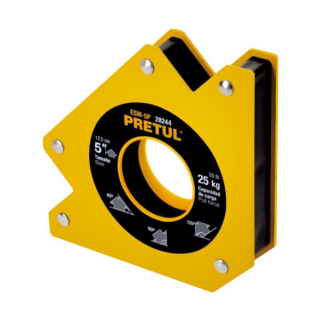 ESM-5P | Escuadra magnética 5' para soldar, capacidad 24 kg, Pretul