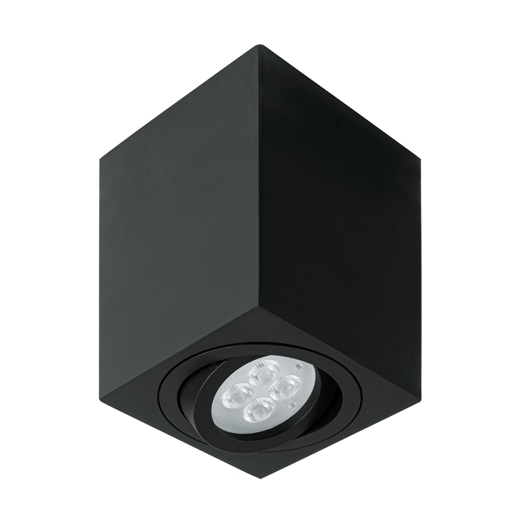 SOB-403S | Luminario de sobreponer c/spot dirigible, cuadrado, negro