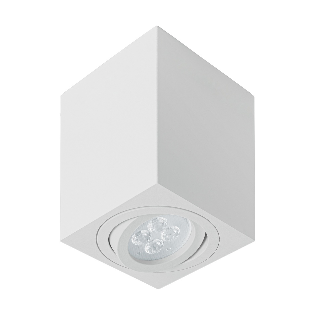 SOB-404S | Luminario de sobreponer c/spot dirigible, cuadrado, blanco