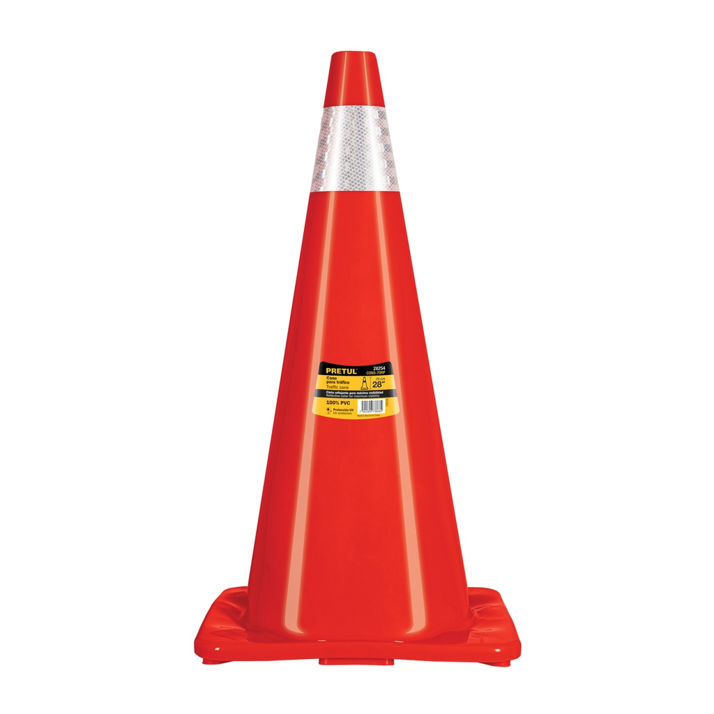 CONO-70RP | Cono de precaución de 70 cm de PVC con reflejante, Pretul