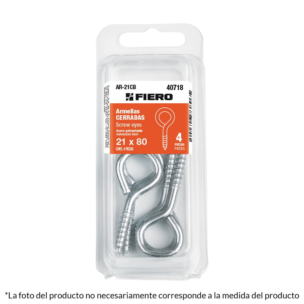 AR-20CB | Blíster con 6 armellas cerradas de 20 x 70, Fiero