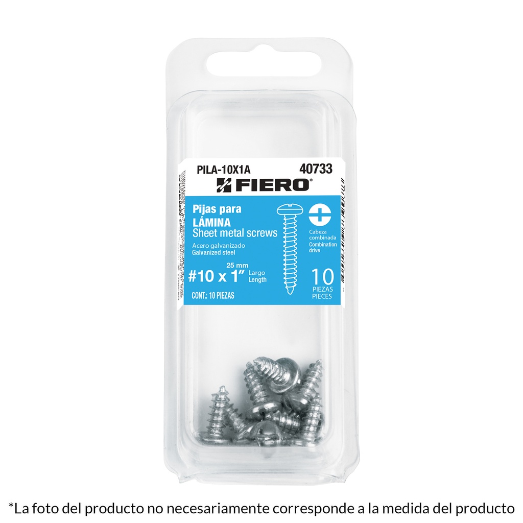 PILA-8X1A | Blíster con 14 pijas para lámina, #8 x 1', Fiero