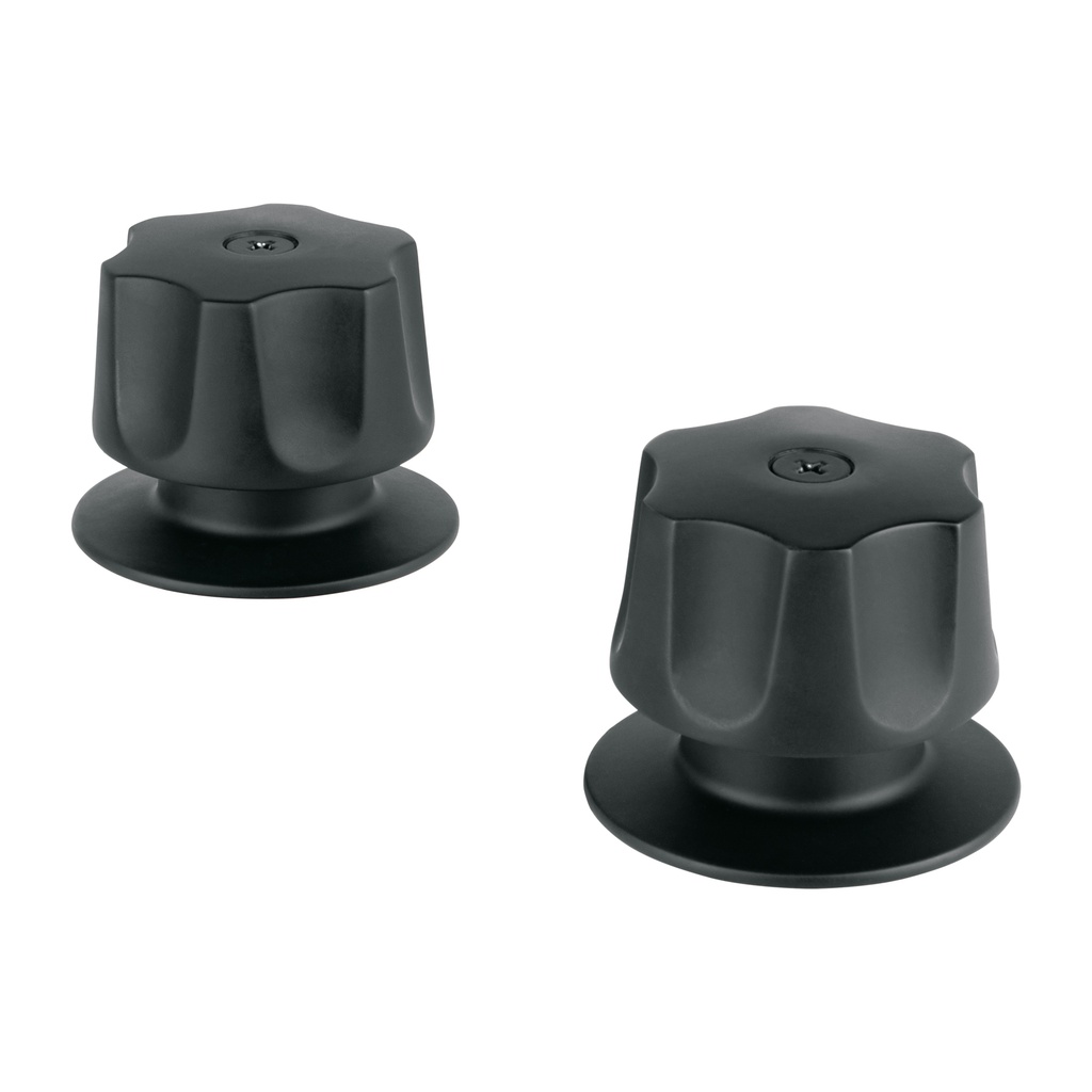 MR-100M | Juego de 2 manerales hex. metálicos negro p/regadera, Basic