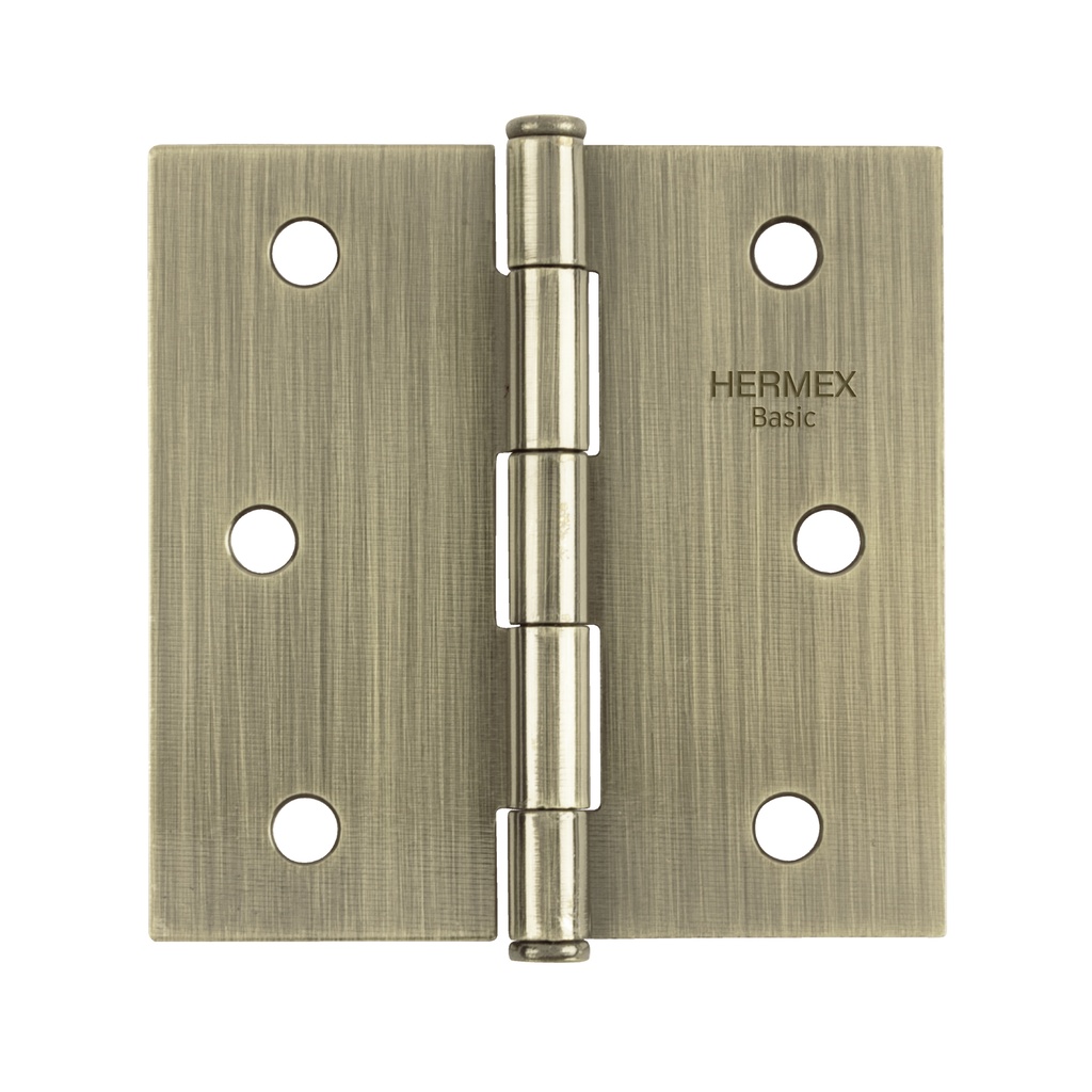BC-302PP | Bisagra cuadrada 3', latón antiguo, cabeza plana, Basic