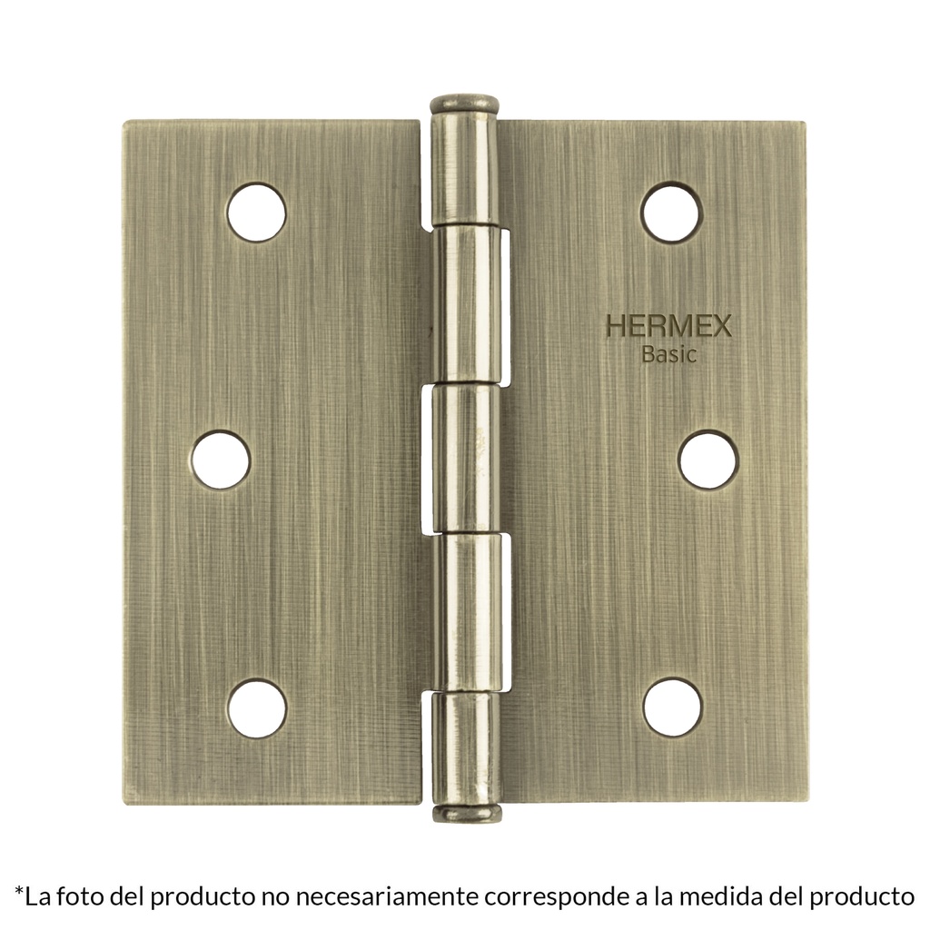 BC-402PP  | Bisagra cuadrada 4', latón antiguo, cabeza plana, Basic