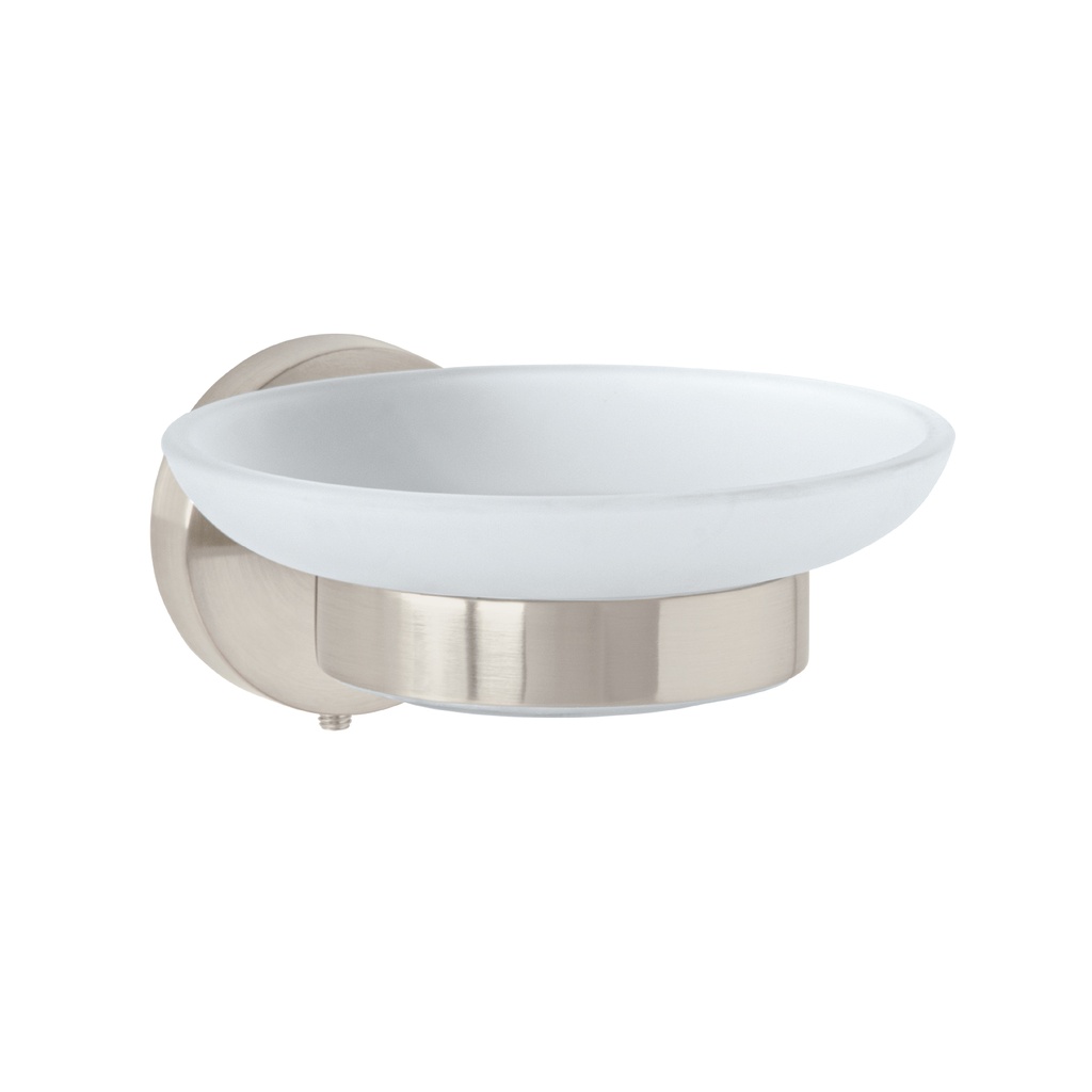 TBA-74N | Jabonera metálica satín con plato de vidrio, Foset Túbig