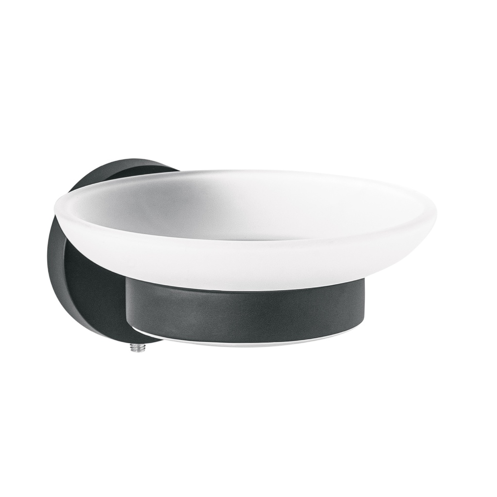 TBA-74M | Jabonera metálica negro con plato de vidrio, Foset Túbig