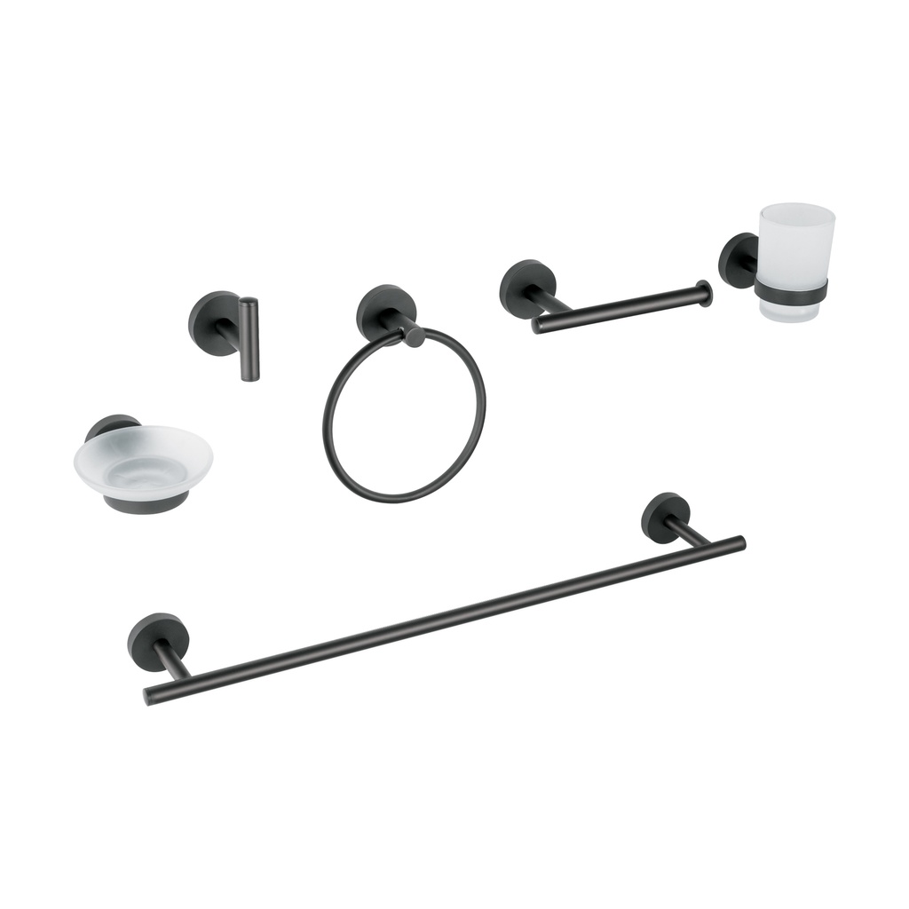 TBA-7000M | Juego de 6 accesorios para baño acabado negro, Foset Tubig