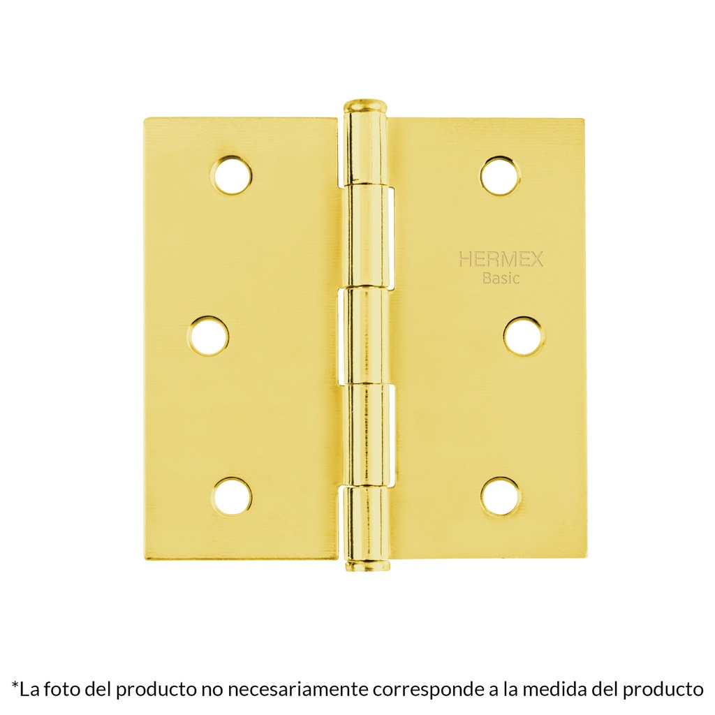 BC-251PP | Bisagra cuadrada 2-1/2', acero latonado, cabeza plana, Basic