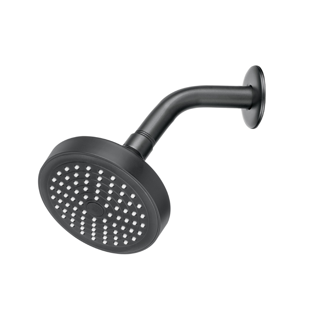 R-402M | Regadera redonda 4-1/4' brazo y chapetón, negro, Basic